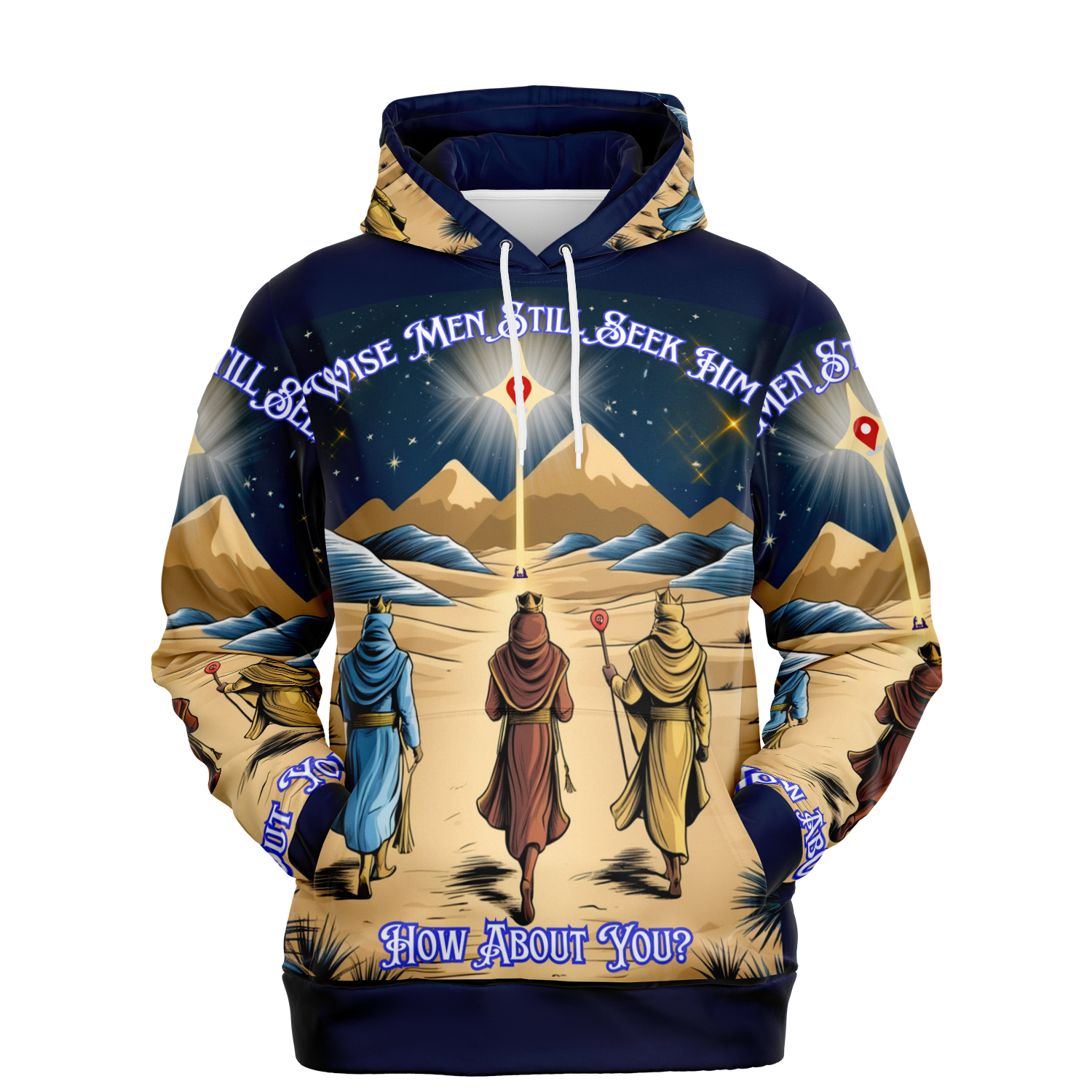 WISE MEN STILL SEEK HIM #1 BOLD AOP HOODIE- FOLLOW THE STAR